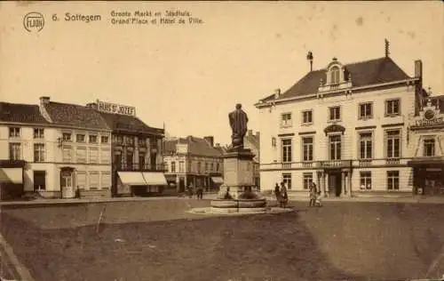 Ak Sottegem Zottegem Ostflandern, Grote Markt und Rathaus