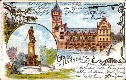 Litho Hannover, Goseriedebrunnen, Flusswasserkunst