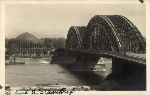 Ak Düsseldorf am Rhein, Rheinbrücke, Planetarium