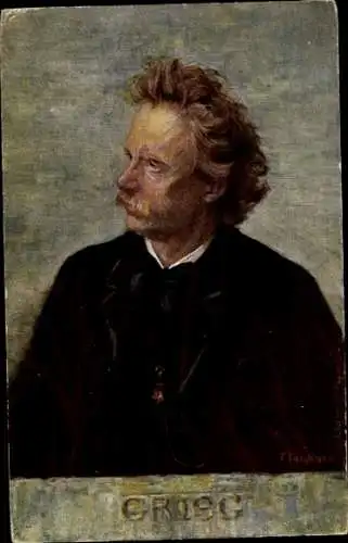 Künstler Ak Eichhorn, Komponist und Pianist Edvard Grieg, Portrait