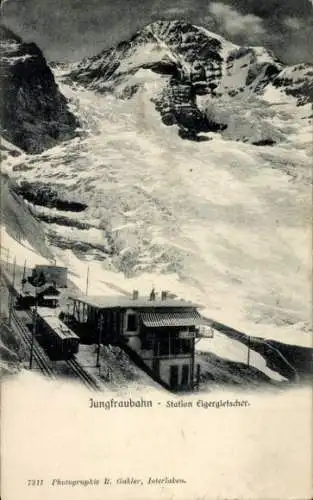 Ak Eigergletscher Kanton Bern, Station der Jungfraubahn