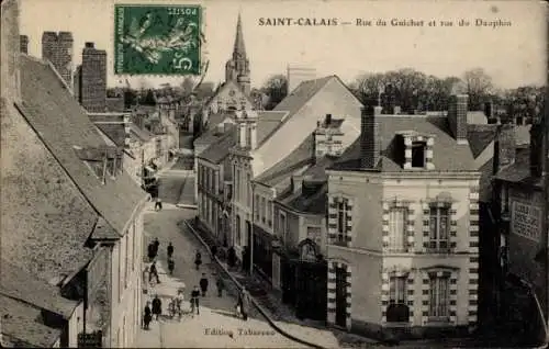 Ak Saint Calais Sarthe, Rue du Guichet, Rue du Dauphin