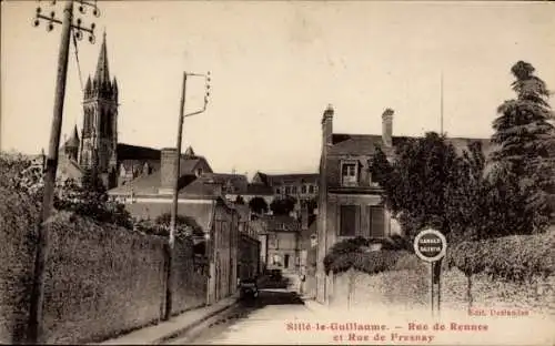 Ak Sillé le Guillaume Sarthe, Rue de Rennes, Rue de Fresnay