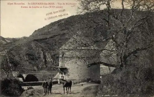 Ak Saint Leonard des Bois Sarthe, vue de Narbonne, Ferme de Linthe et Fuie