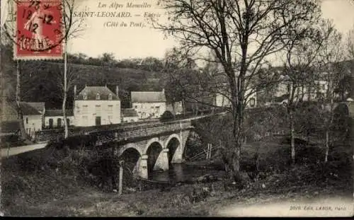 Ak Saint leonard des Bois Sarthe, Entree, Cote du Pont