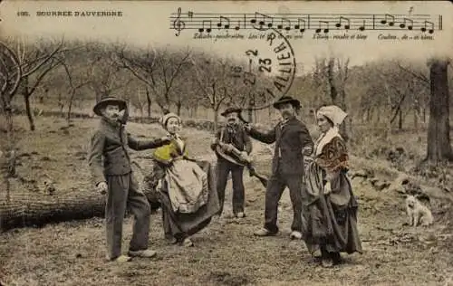 Lied Ak Auvergne Frankreich, Tanzende Menschen, Musikinstrument