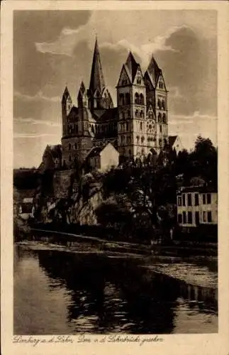 Ak Limburg an der Lahn, Blick von der Lahnbrücke auf den Dom