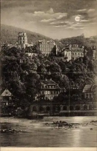 Ak Heidelberg am Neckar, Blick von der Hirschgasse auf das Schloss