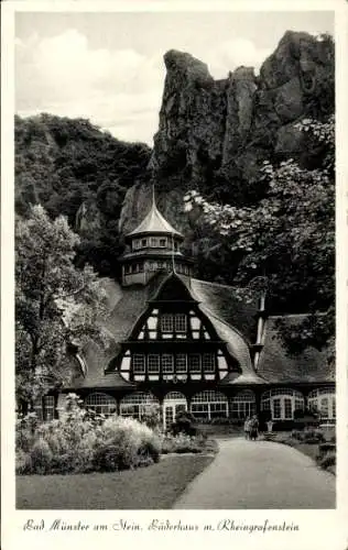 Ak Bad Münster am Stein Bad Kreuznach an der Nahe, Rheingrafenstein, Bäderhaus