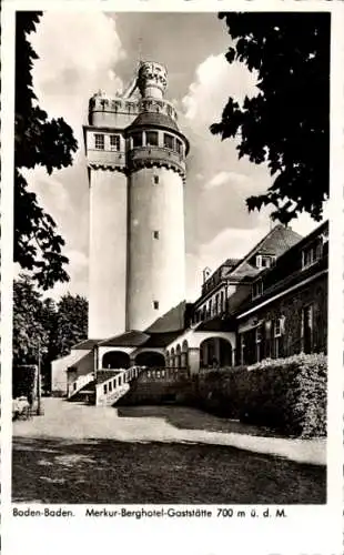 Ak Baden Baden am Schwarzwald, Merkur, Turm, Berghotel, Gaststätte