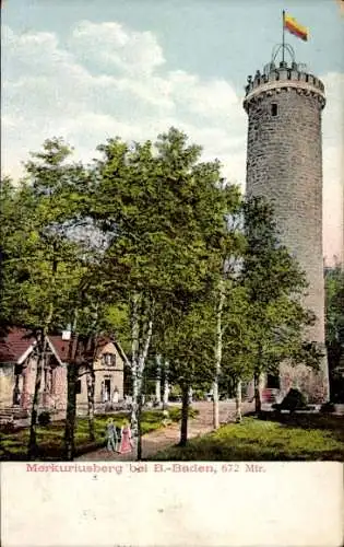 Ak Baden Baden am Schwarzwald, Merkuriusberg, Turm