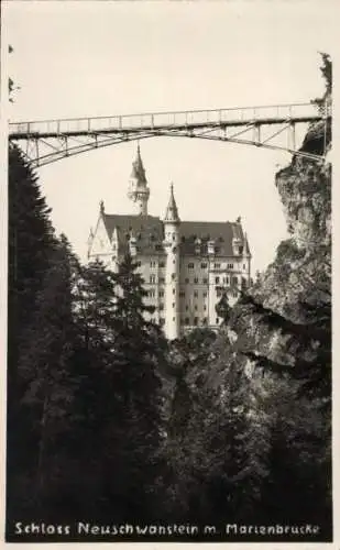 Foto Ak Hohenschwangau Schwangau im Ostallgäu, Schloss Neuschwanstein, Marienbrücke