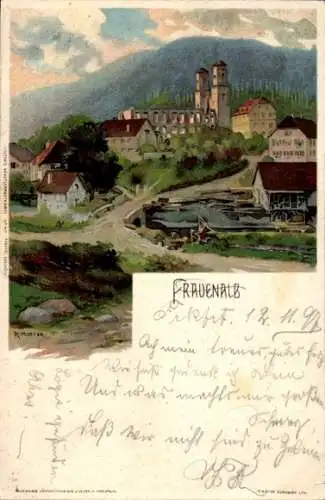 Künstler Litho Mutter, K., Frauenalb Schielberg Marxzell im Schwarzwald, Klosterruine Frauenalb