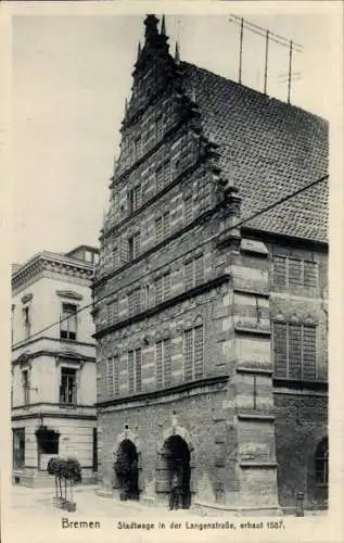 Ak Hansestadt Bremen, Stadtwage, Langenstraße