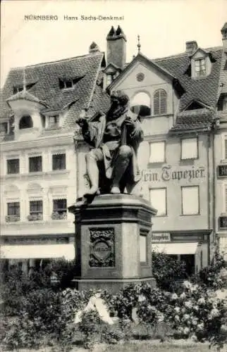 Ak Nürnberg in Mittelfranken, Hans Sachs-Denkmal, Geschäfte