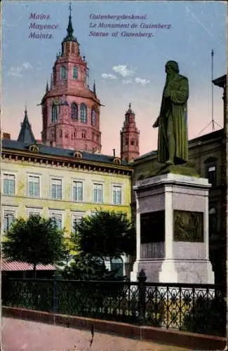 Ak Mainz am Rhein, Gutenbergdenkmal