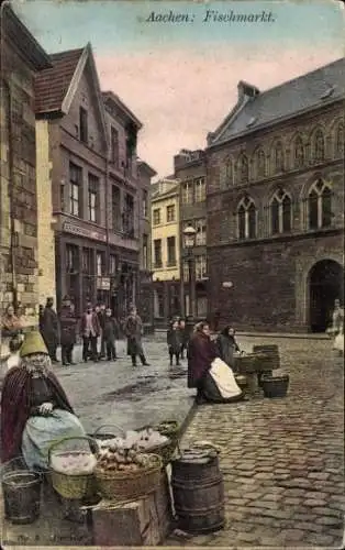 Ak Aachen, Fischmarkt, Händlerin