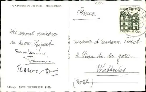 Ak Konstanz am Bodensee, Rheintorturm