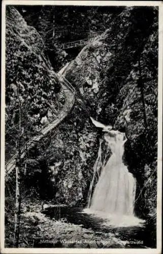 Ak Allerheiligen Oppenau im Schwarzwald, Mittlerer Wasserfall, Brücke