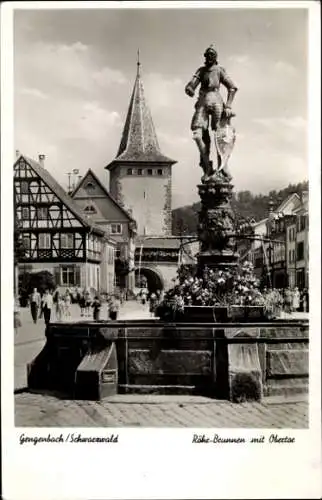 Ak Gengenbach Schwarzwald, Röhr Brunnen, Obertor