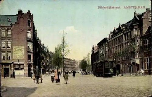 Ak Amsterdam Nordholland Niederlande, Bilderdijkstraat, Straßenbahn