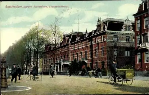 Ak Amsterdam Nordholland Niederlande, Burger Ziekenhuis, Linnaeusstraat