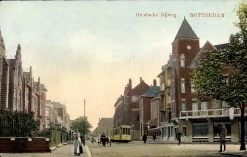 Ak Rotterdam Südholland, Goudsche Rijweg, Straßenbahn