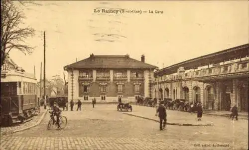 Ak Le Raincy Seine Saint Denis, Bahnhof, Straßenbahn