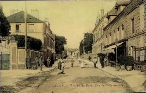 Ak Gagny Seine Saint Denis, Eingang zum Land, Rue de Villemomble