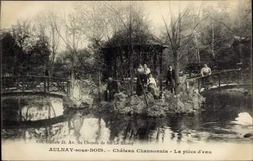 Ak Aulnay sous Bois Seine Saint Denis, Chateau Chansonnia, Wasserspiel