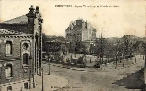 Ak Armentières Nord, Square Victor-Hugo, Entree des Bains