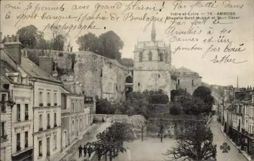 Ak Amboise Indre et Loire, Chapelle Saint Hubert, Tour Cesar