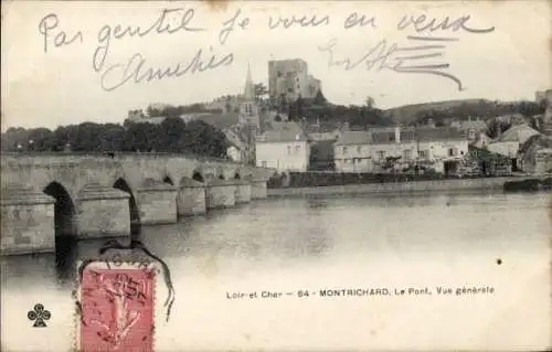 Ak Montrichard Loir et Cher, Brücke, Gesamtansicht