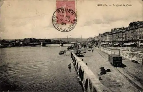 Ak Rouen Seine Maritime, Quai de Paris