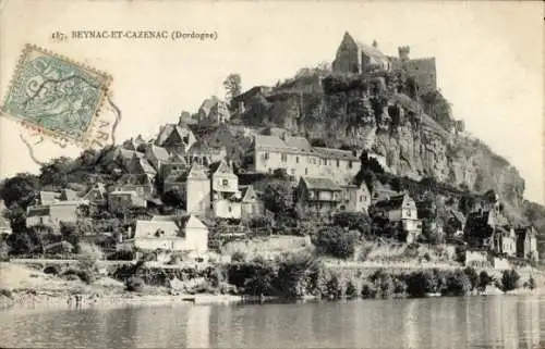 Ak Beynac Dordogne, Teilansicht, Schloss