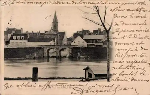 Ak Meaux Seine-et-Marne, Hafen, Brücke