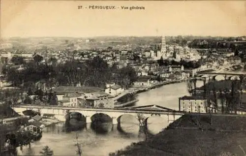 Ak Périgueux Nouvelle-Aquitaine Dordogne, Gesamtansicht, Brücke