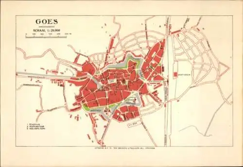 Stadtplan Ak Goes Zeeland Niederlande, Gesamtansicht