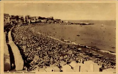 Ak Broadstairs Kent England, Sand und Hafen