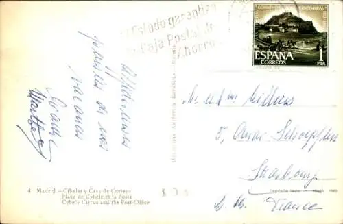 Ak Madrid, Place de Cybele und das Postamt