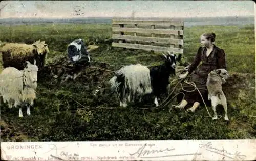 Ak Groningen Niederlande, Ein Mädchen aus der Gemeinde Eelde