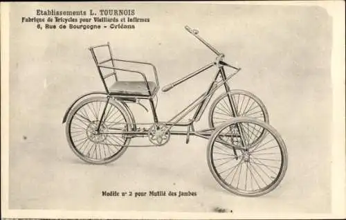 Ak Etablissements L. Tournois, Fabrik für Dreiräder für ältere und gebrechliche Menschen