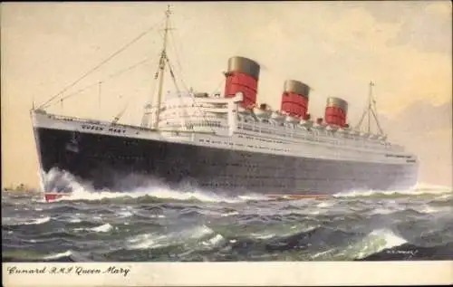 Künstler Ak Dampfer "Queen Mary", Cunard Line