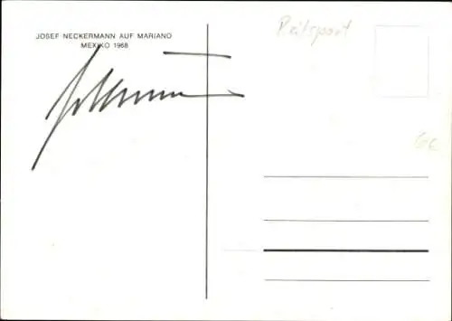 Ak Reiter Josef Neckermann auf Mariano, Mexiko 1968, Autogramm