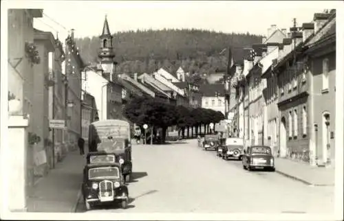 Ak Saalburg Ebersdorf in Thüringen, Am Markt, Autos, Kirche