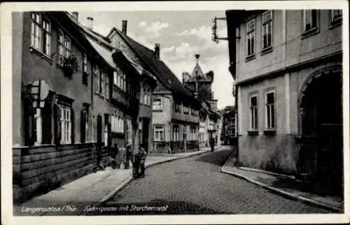 Ak Bad Langensalza im Thüringer Becken, Jüdengasse, Storchennest