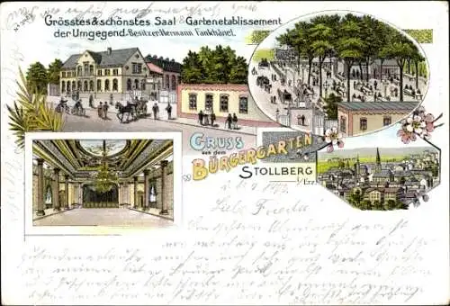 Litho Stollberg im Erzgebirge, Gartenetablissement Bürgergarten