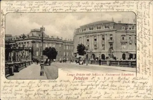 Ak Potsdam in Brandenburg, Lange Brücke, Schloss, Restaurant Schultheis