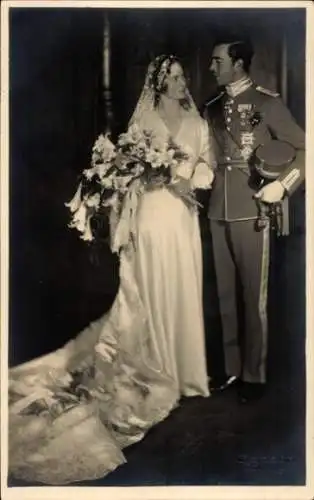 Foto Ak Gustav Adolf von Schweden, Sibylla von Sachsen Coburg Gotha, Hochzeit