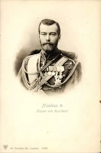 Ak Zar Nikolaus II. von Russland, Portrait in Uniform, Orden